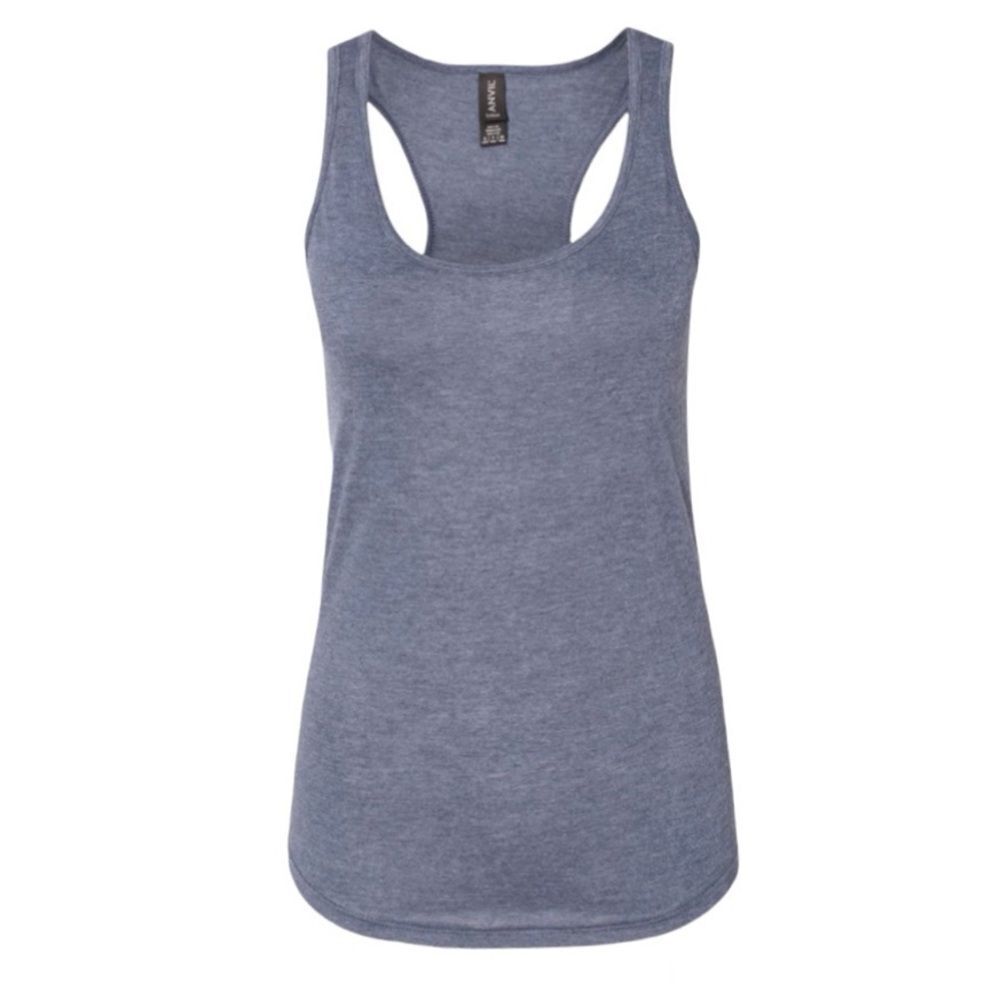 Anvil Tri Blend Racerback Tank Top Heather Navy Blue Women’s US Size Medium